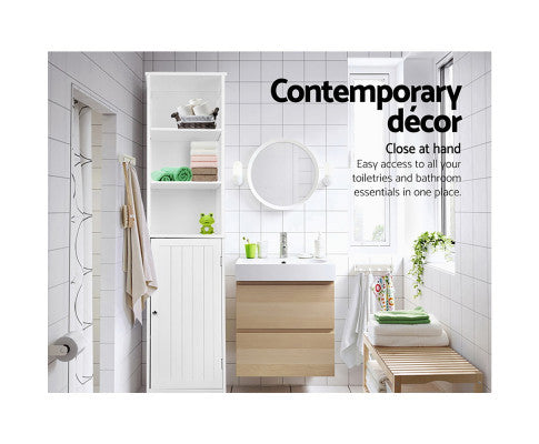 FLAVIAN BATHROOM STORAGE TALL CABINET - WHITE