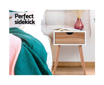 TABITHA 1 DRAWER BEDSIDE TABLE - TWO TONE