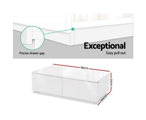 HAMILTON 4 DRAWER COFFEE TABLE  - HIGH GLOSS WHITE