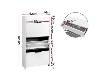HAMILTON 3 TIER SHOE CABINET - HIGH GLOSS WHITE