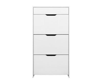HAMILTON 3 TIER SHOE CABINET - HIGH GLOSS WHITE