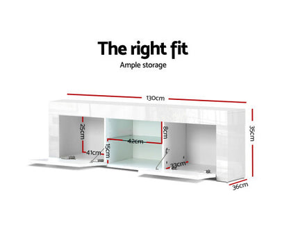HAMILTON TV CABINET ENTERTAINMENT UNIT - 350(H) x 1300(W) - HIGH GLOSS WHITE