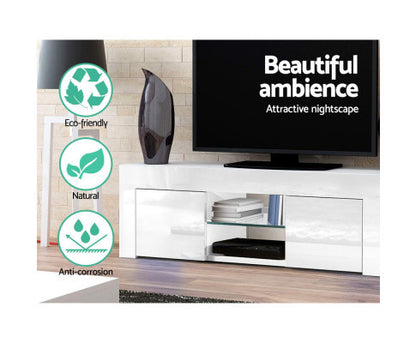 HAMILTON TV CABINET ENTERTAINMENT UNIT - 350(H) x 1300(W) - HIGH GLOSS WHITE