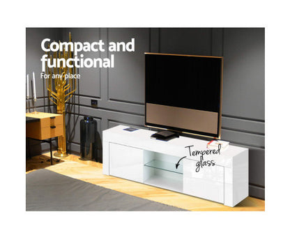 HAMILTON TV CABINET ENTERTAINMENT UNIT - 350(H) x 1300(W) - HIGH GLOSS WHITE