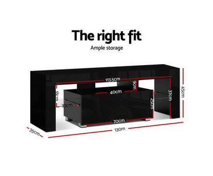 HAMILTON TV CABINET ENTERTAINMENT UNIT WITH RGB LED 1300(W) - HIGH GLOSS BLACK