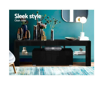HAMILTON TV CABINET ENTERTAINMENT UNIT WITH RGB LED 1300(W) - HIGH GLOSS BLACK