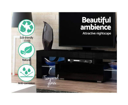 HAMILTON TV CABINET ENTERTAINMENT UNIT WITH RGB LED 1300(W) - HIGH GLOSS BLACK