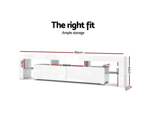 HAMILTON 2 DRAWER TV ENTERTAINMENT UNIT - 450(H) x 1890(W) WITH RGB LED – IVORY WHITE