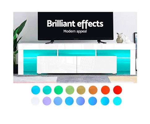 HAMILTON 2 DRAWER TV ENTERTAINMENT UNIT - 450(H) x 1890(W) WITH RGB LED – IVORY WHITE