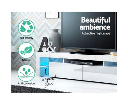 HAMILTON 2 DRAWER TV ENTERTAINMENT UNIT - 450(H) x 1890(W) WITH RGB LED – IVORY WHITE