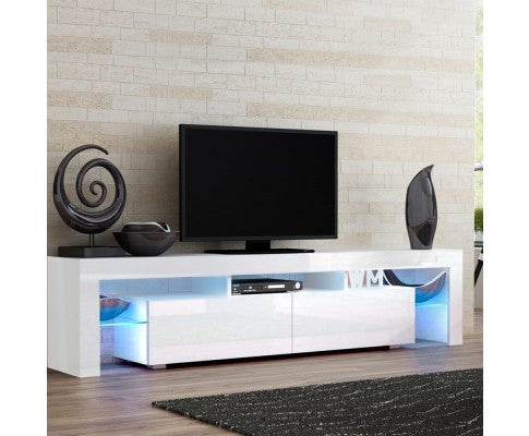 HAMILTON 2 DRAWER TV ENTERTAINMENT UNIT - 450(H) x 1890(W) WITH RGB LED – IVORY WHITE