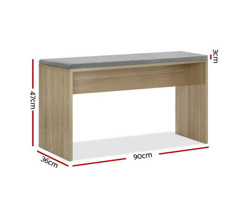 LENNOX DINING BENCH WITH UPHOLSTERED SEAT - OAK