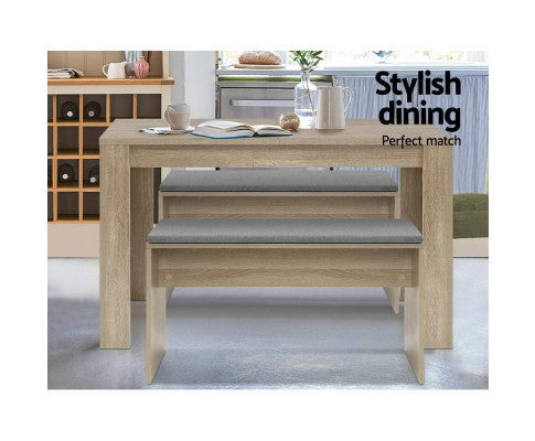 LENNOX DINING BENCH WITH UPHOLSTERED SEAT - OAK
