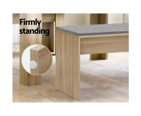 LENNOX DINING BENCH WITH UPHOLSTERED SEAT - OAK