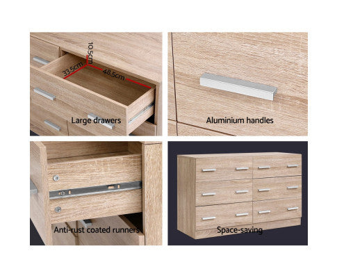 ALREY 6 DRAWER DRESSER - WOOD