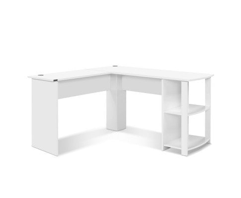 RAELIAN L-SHAPED COMPUTER DESK WITH 3 OPEN SHELVES - WHITE