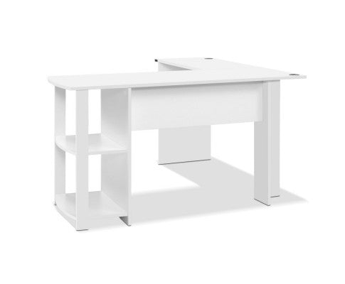 RAELIAN L-SHAPED COMPUTER DESK WITH 3 OPEN SHELVES - WHITE