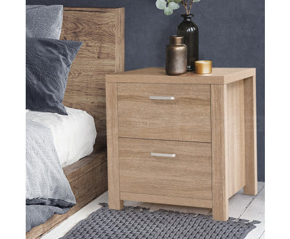 JOHNSON 2 DRAWER BEDSIDE TABLE - NATURAL