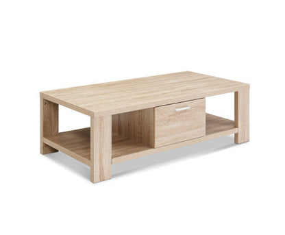 JOHNSON 2 SHELVES/ 1 DRAWER COFFEE TABLE - OAK