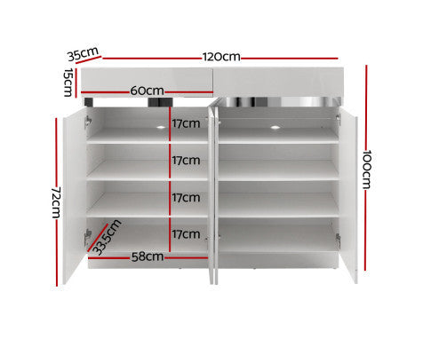 RYLAN SHOE STORAGE CABINET - HIGH GLOSS WHITE