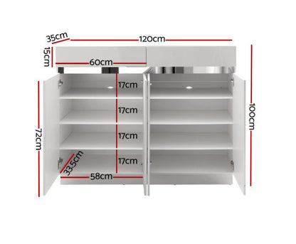 RYLAN SHOE STORAGE CABINET - HIGH GLOSS WHITE