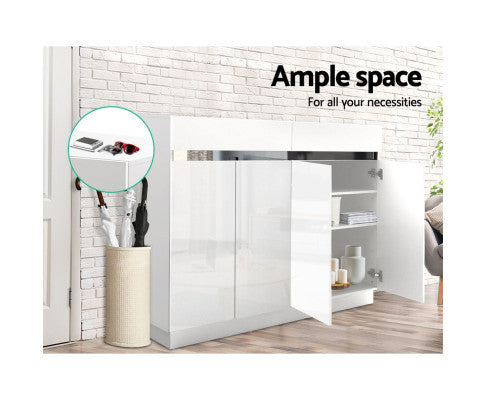 RYLAN SHOE STORAGE CABINET - HIGH GLOSS WHITE
