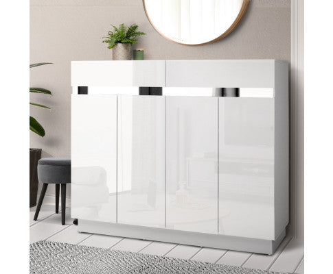 RYLAN SHOE STORAGE CABINET - HIGH GLOSS WHITE