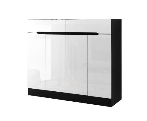 RYLAN SHOE STORAGE CABINET - HIGH GLOSS BLACK & WHITE