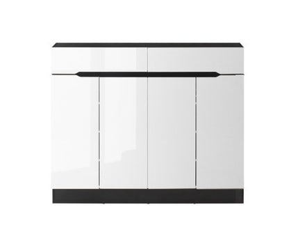 RYLAN SHOE STORAGE CABINET - HIGH GLOSS BLACK & WHITE