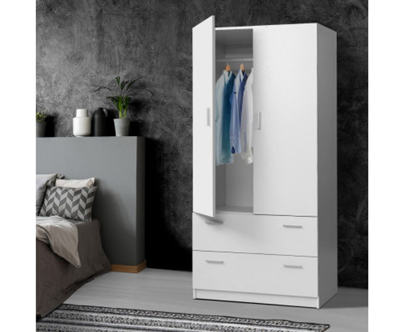 RAELIAN 2 DOOR PANTRY OR WARDROBE - WHITE - STARTING FROM $449