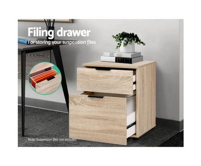 PYKE 2 DRAWER FILING CABINET - WOOD