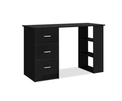 RAELIAN COMPUTER DESK WITH 3 DRAWERS - 1200(W) x 500(D) - BLACK