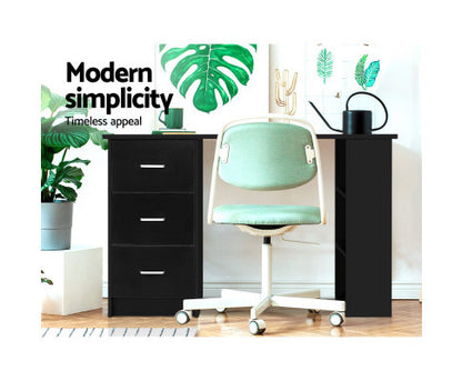 RAELIAN COMPUTER DESK WITH 3 DRAWERS - 1200(W) x 500(D) - BLACK