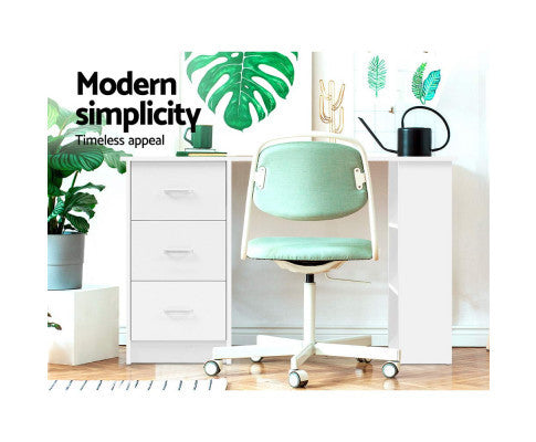 RAELIAN COMPUTER DESK WITH 3 DRAWERS - 1200(W)  x 500(D) - WHITE