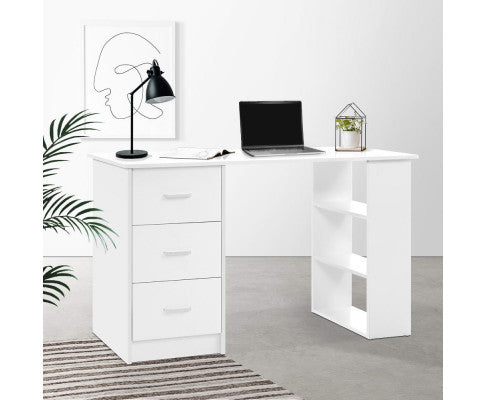 Raelian Computer Desk With 3 Drawers - 1200(W) X 500(D) - White