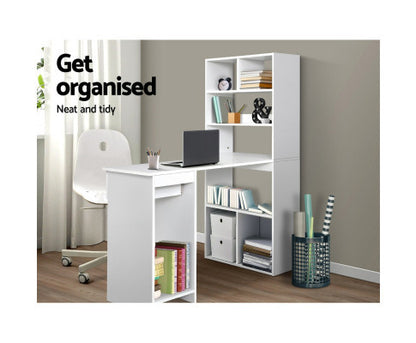 ORWELL COMPUTER DESK WITH CORNER SHELF - WHITE