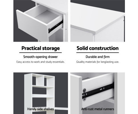 ORWELL COMPUTER DESK WITH CORNER SHELF - WHITE