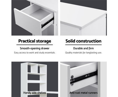 ORWELL COMPUTER DESK WITH CORNER SHELF - WHITE