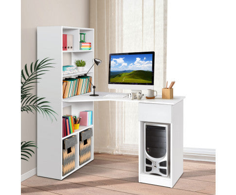 Orwell Computer Desk With Corner Shelf - White