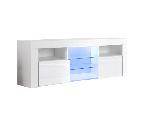 HAMILTON 2 DOOR / 5 COMPONANT SPACES TV ENTERTAINMENT UNIT WITH RGB LED - 600(H) x 1600(W) x 350(D) - HIGH GLOSS WHITE