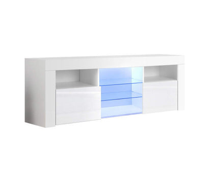 HAMILTON 2 DOOR / 5 COMPONANT SPACES TV ENTERTAINMENT UNIT WITH RGB LED - 600(H) x 1600(W) x 350(D) - HIGH GLOSS WHITE