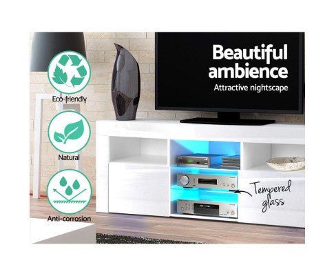 HAMILTON 2 DOOR / 5 COMPONANT SPACES TV ENTERTAINMENT UNIT WITH RGB LED - 600(H) x 1600(W) x 350(D) - HIGH GLOSS WHITE