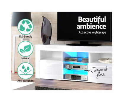 HAMILTON 2 DOOR / 5 COMPONANT SPACES TV ENTERTAINMENT UNIT WITH RGB LED - 600(H) x 1600(W) x 350(D) - HIGH GLOSS WHITE