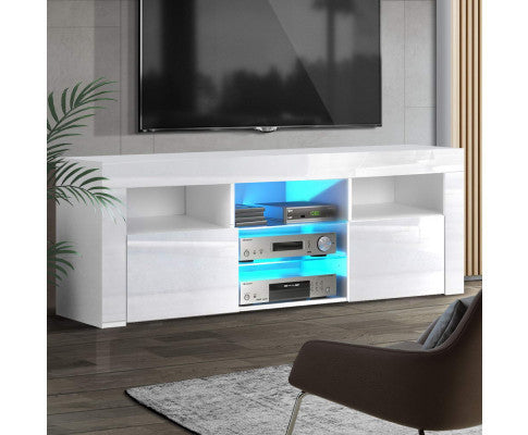 Hamilton 2 Door / 5 Componant Spaces TV Entertainment Unit With Rgb LED - 600(H) X 1600(W) X 350(D) - High Gloss White