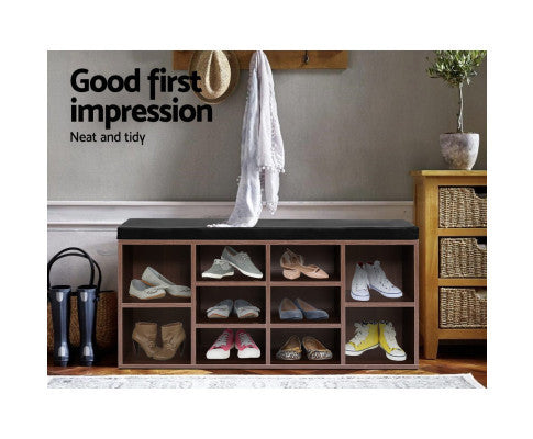 SUMNER SHOE CABINET BENCH - WALNUT