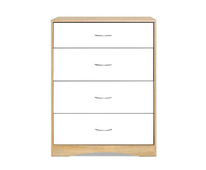 PYKE 4 DRAWER TALLBOY - WHITE & WOOD