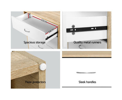 PYKE 4 DRAWER TALLBOY - WHITE & WOOD