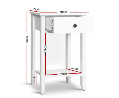 RAELIAN 1 DRAWER BEDSIDE TABLE - WHITE