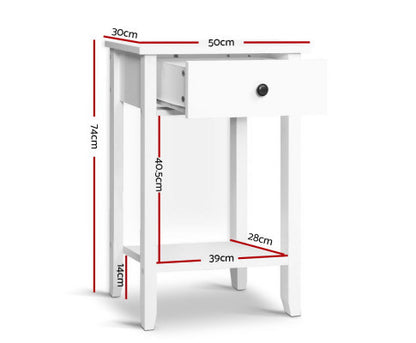 RAELIAN 1 DRAWER BEDSIDE TABLE - WHITE