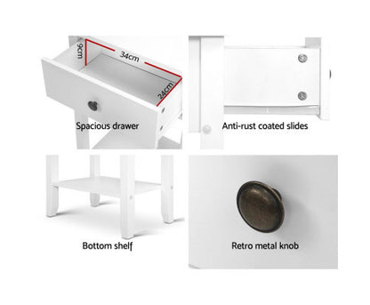 RAELIAN 1 DRAWER BEDSIDE TABLE - WHITE